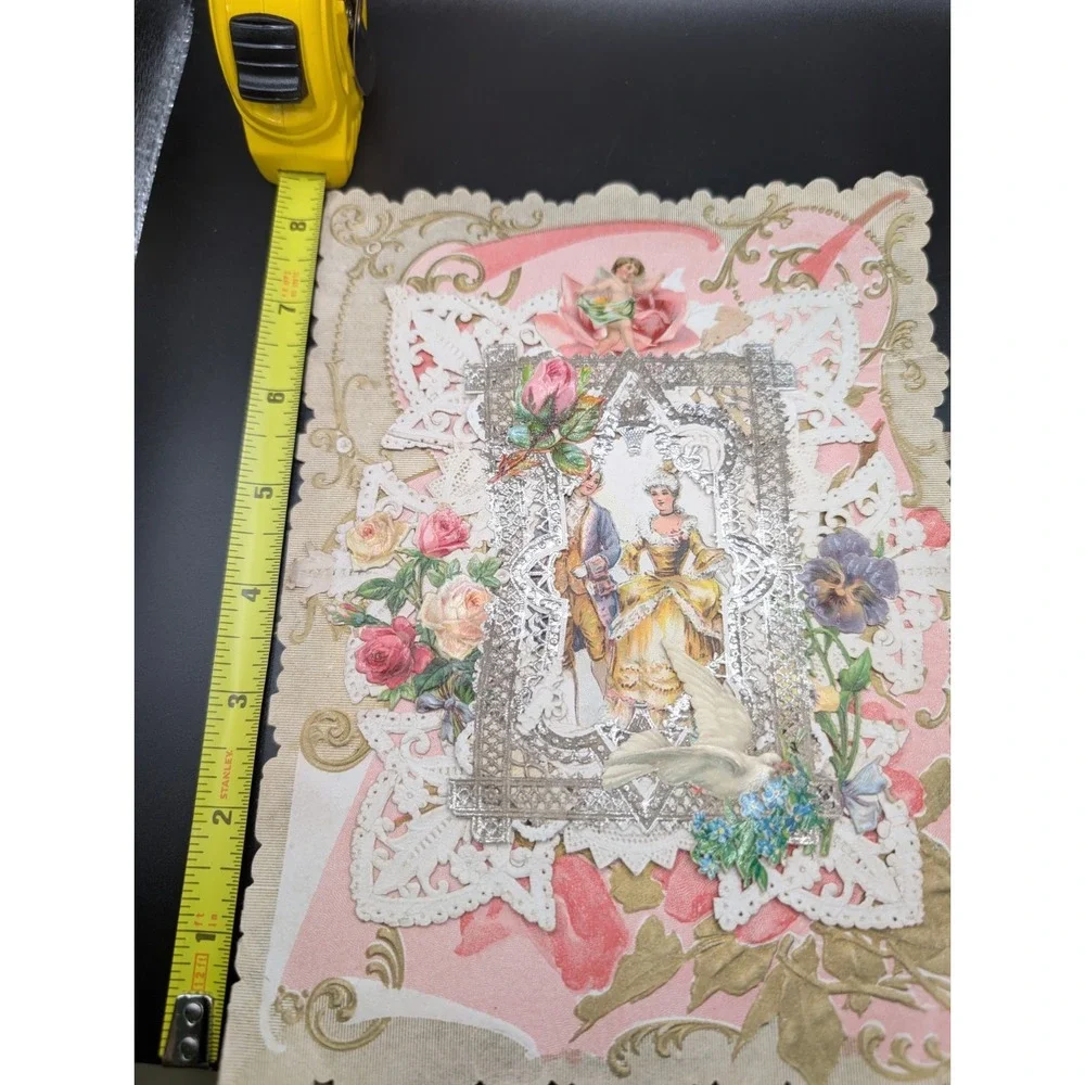 4 Antique European Ornate 3D 1800's Valentines Cards